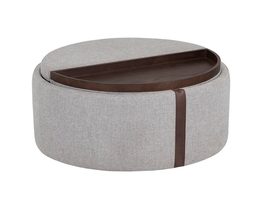 Borelli Wheeled Storage Ottoman - Belfast Heather Grey / Autumn Chestnut - Central Designs