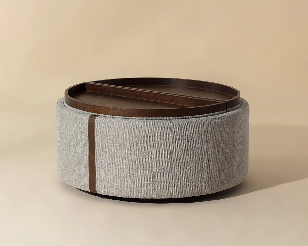 Borelli Wheeled Storage Ottoman - Belfast Heather Grey / Autumn Chestnut - Central Designs