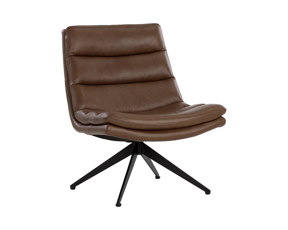 Keller Swivel Lounge Chair - Missouri Mahogany Leather - Central Designs