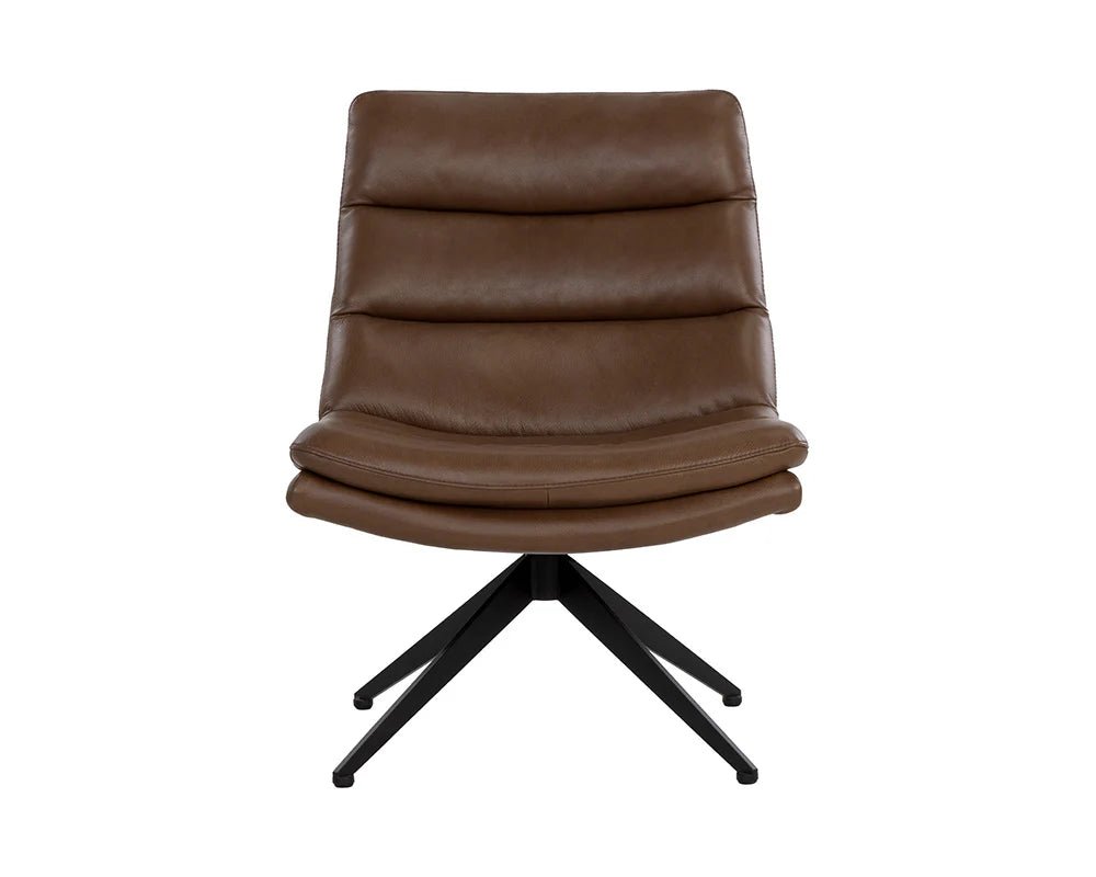 Keller Swivel Lounge Chair - Missouri Mahogany Leather - Central Designs