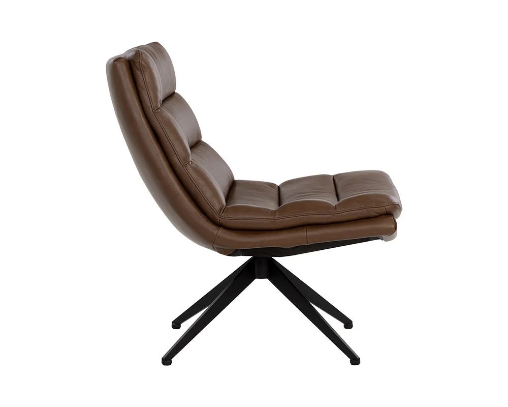 Keller Swivel Lounge Chair - Missouri Mahogany Leather - Central Designs