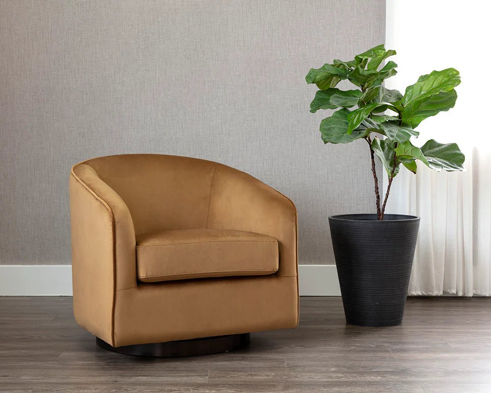 Hazel Swivel Lounge Chair - Dark Bronze - Gold Sky - Central Designs