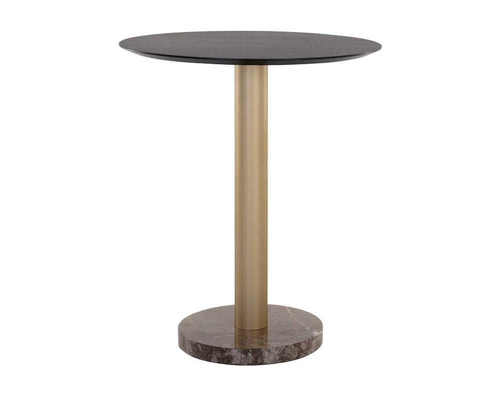 Monaco Bar Table - Gold - Grey Marble / Charcoal Grey - Central Designs