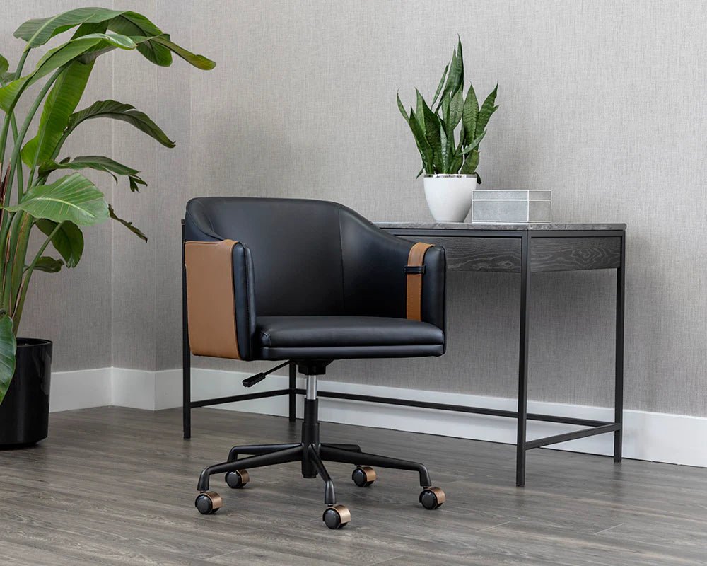 Carter Office Chair - Napa Black / Napa Cognac - Central Designs