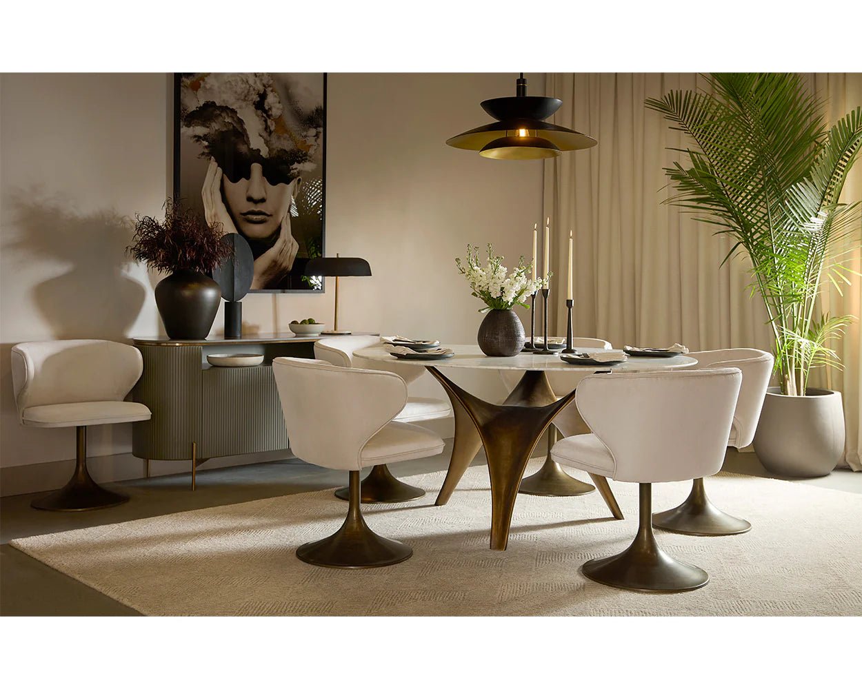 Simone Swivel Dining Chair - Casablanca Cloud - Central Designs
