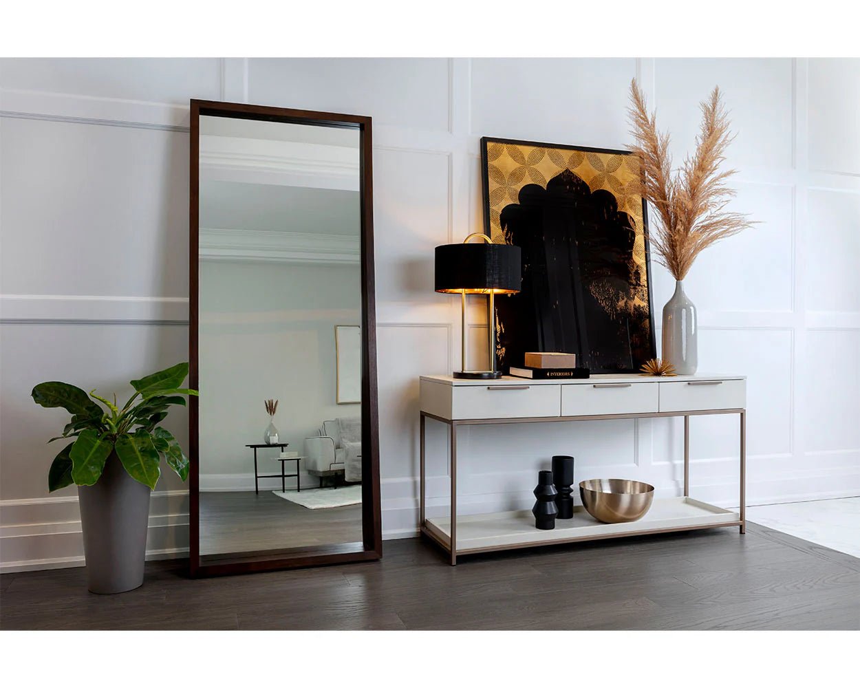 Rebel Console Table With Drawers - Champagne Gold - Cream - Central Designs