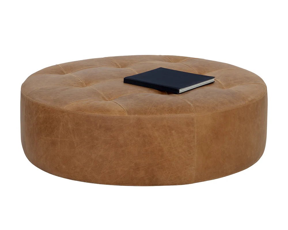 Nilda Ottoman - Camel Leather - Central Designs