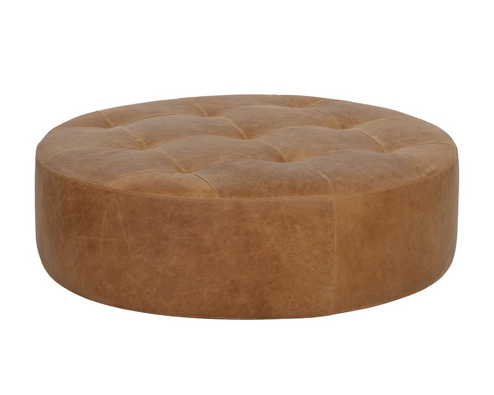 Nilda Ottoman - Camel Leather - Central Designs