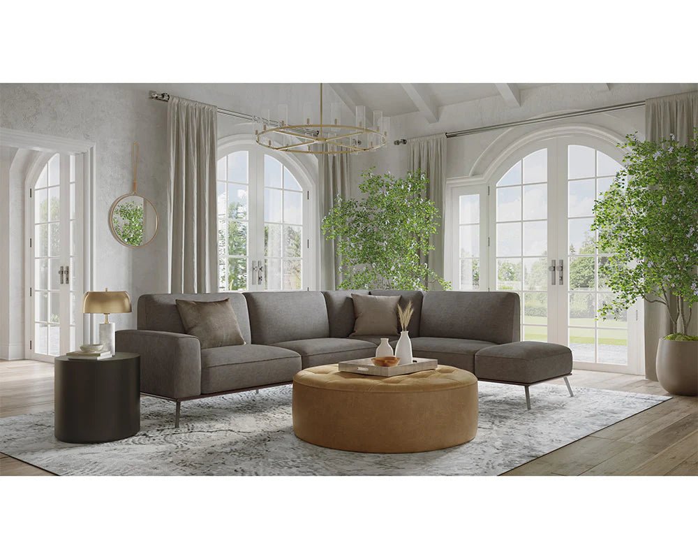 Nilda Ottoman - Camel Leather - Central Designs