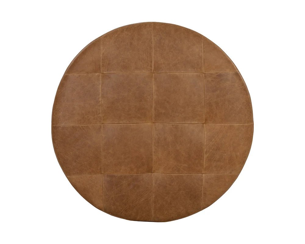 Nilda Ottoman - Camel Leather - Central Designs