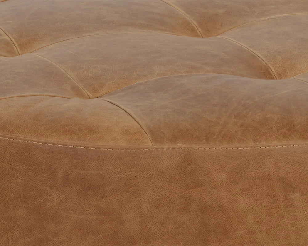 Nilda Ottoman - Camel Leather - Central Designs