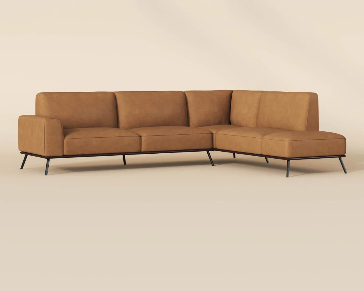 Brandi Sofa Chaise - Raf - Camel Leather