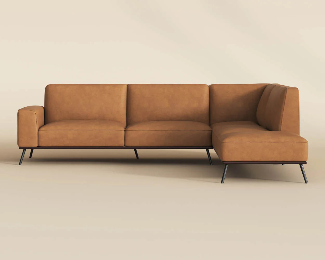 Brandi Sofa Chaise - Raf - Camel Leather