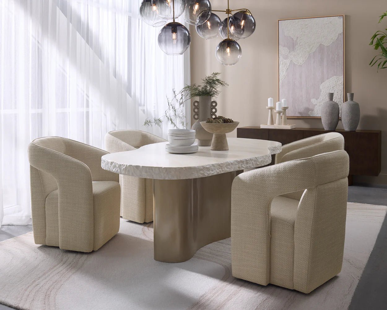 Kendrick Wheeled Dining Armchair - Moto Stucco - Central Designs