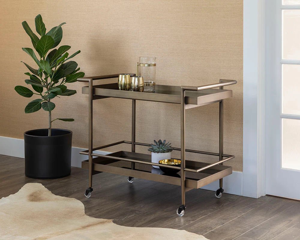 Livingston Bar Cart - Antique Brass - Central Designs