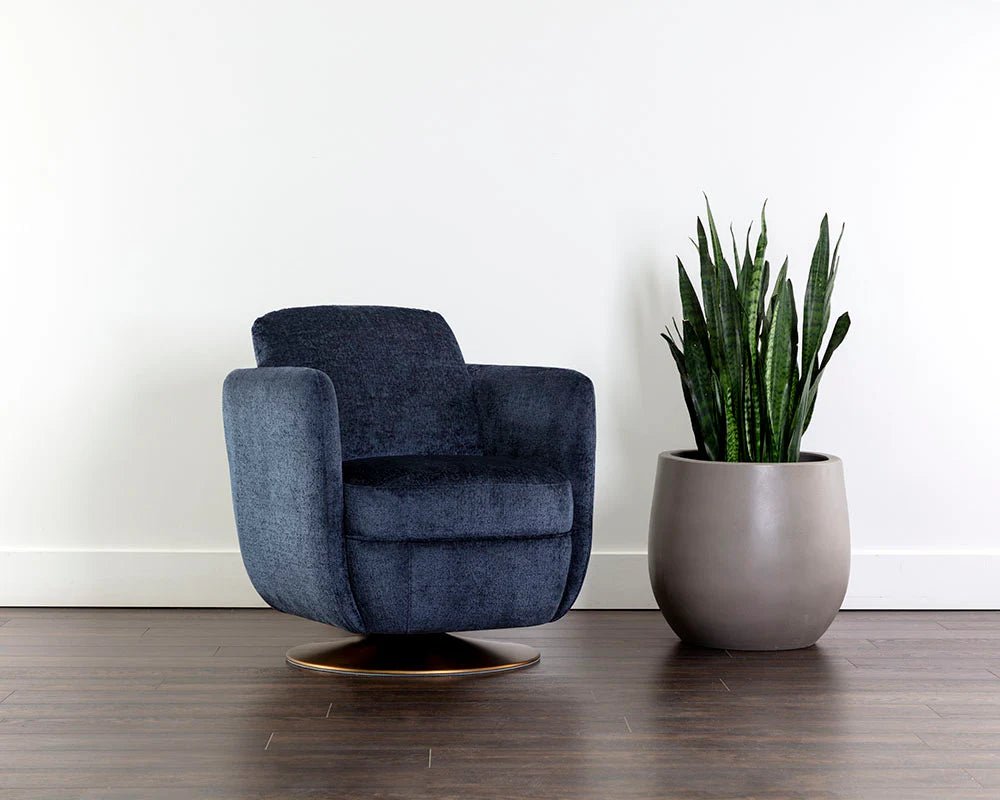 Gilley Swivel Lounge Chair - Bergen Navy - Central Designs