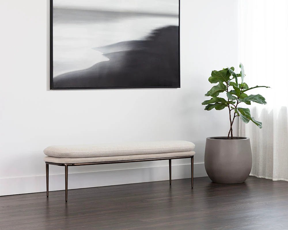 Koffi Bench - Dark Bronze - Chacha Cream / Meg Taupe - Central Designs