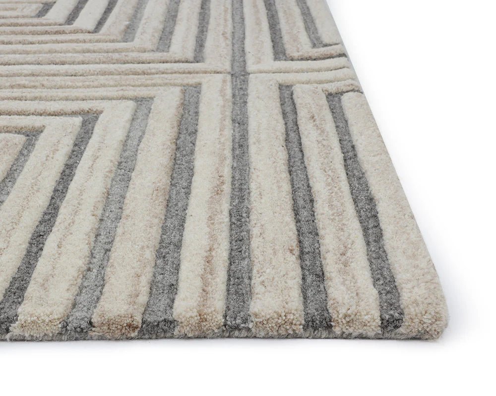 Oslow Hand - Tufted Rug - Beige / Grey - 10' X 14' - Central Designs