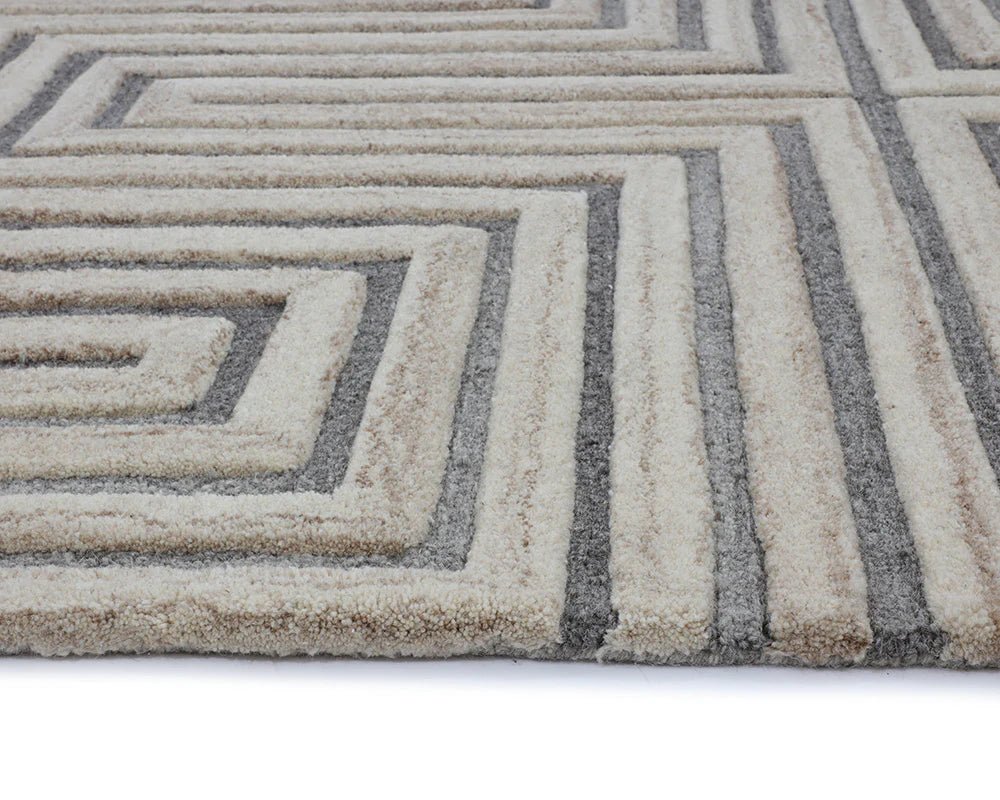 Oslow Hand - Tufted Rug - Beige / Grey - 10' X 14' - Central Designs