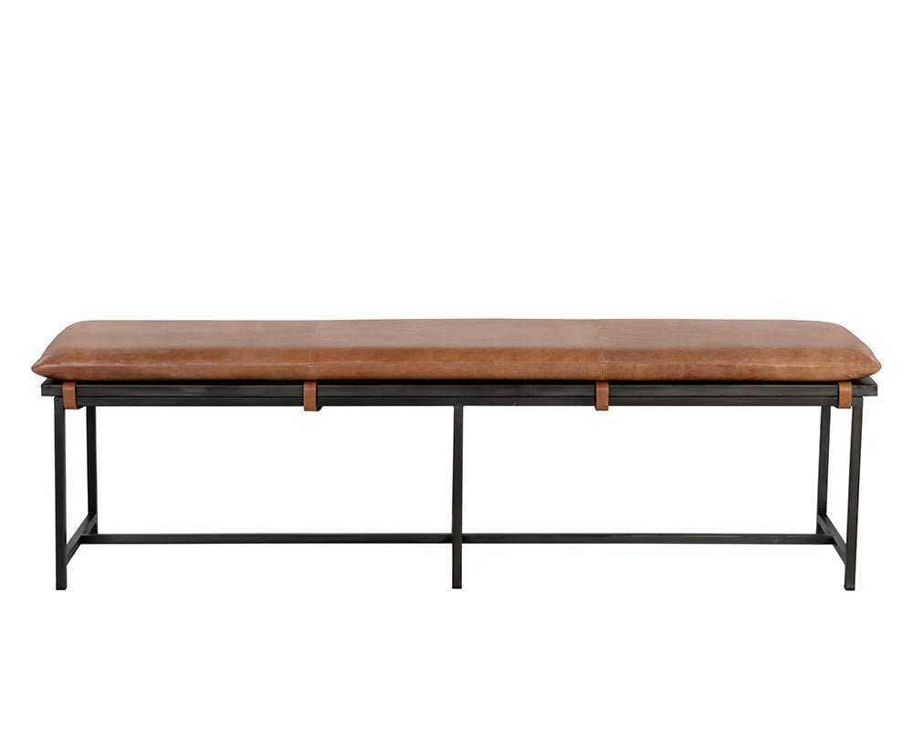 Zancor Bench - Gunmetal - Tan Leather - Central Designs