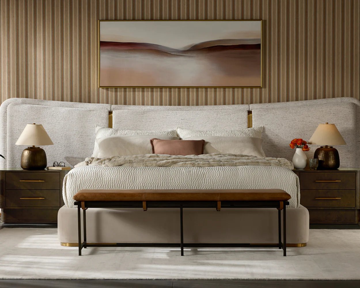 Zancor Bench - Gunmetal - Tan Leather - Central Designs