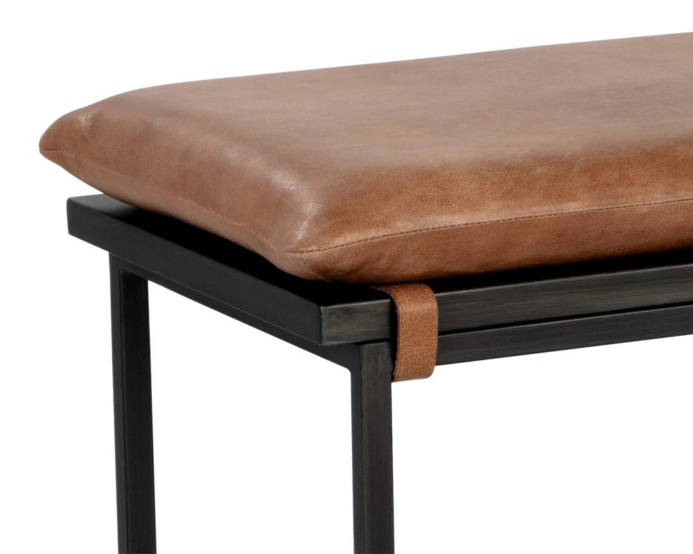 Zancor Bench - Gunmetal - Tan Leather - Central Designs