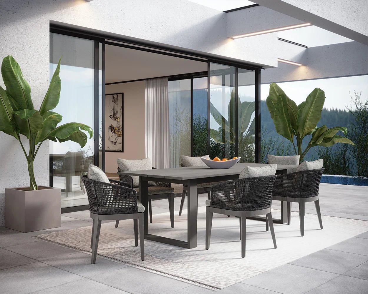 Capri Dining Armchair - Smoke Grey - Copacabana Marble - Central Designs