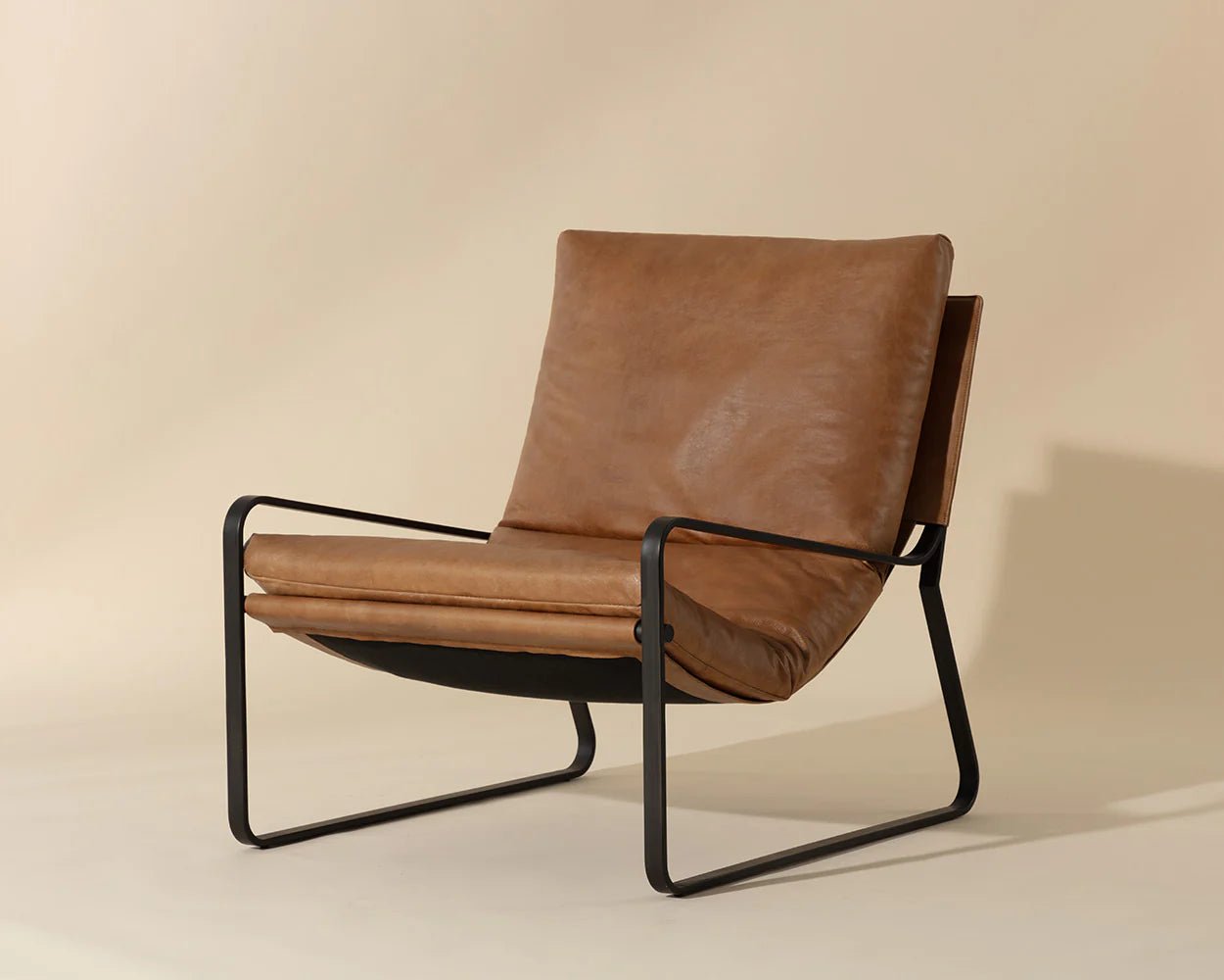 Zancor Lounge Chair - Gunmetal - Tan Leather - Central Designs