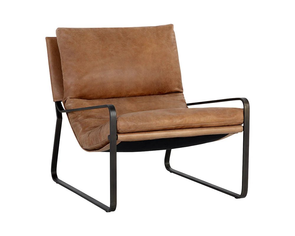Zancor Lounge Chair - Gunmetal - Tan Leather - Central Designs
