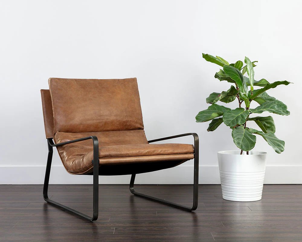 Zancor Lounge Chair - Gunmetal - Tan Leather - Central Designs