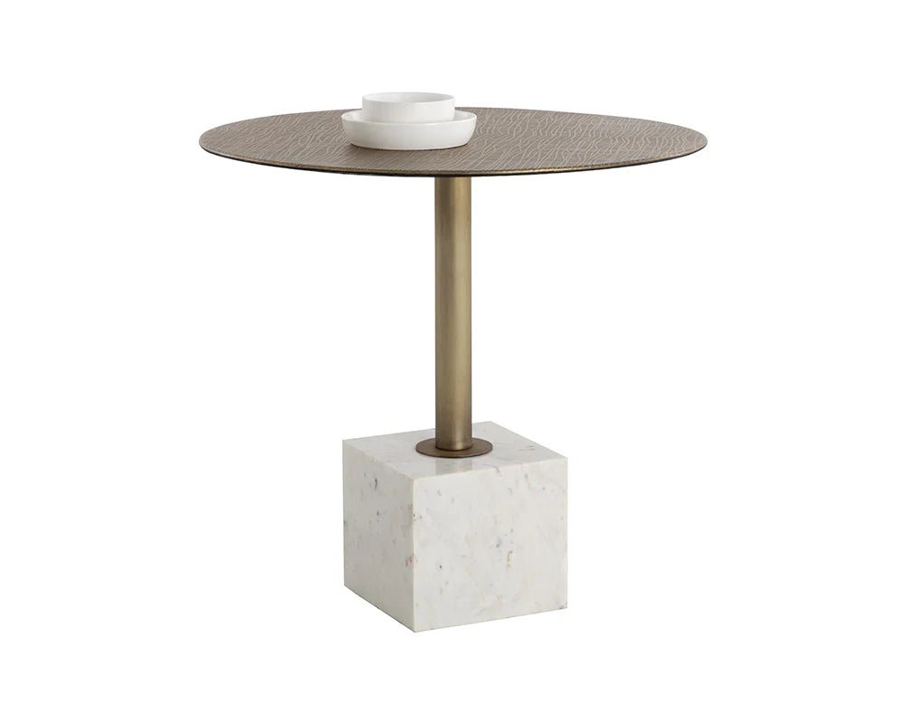 Kata Bistro Table - White Marble - 32" - Central Designs