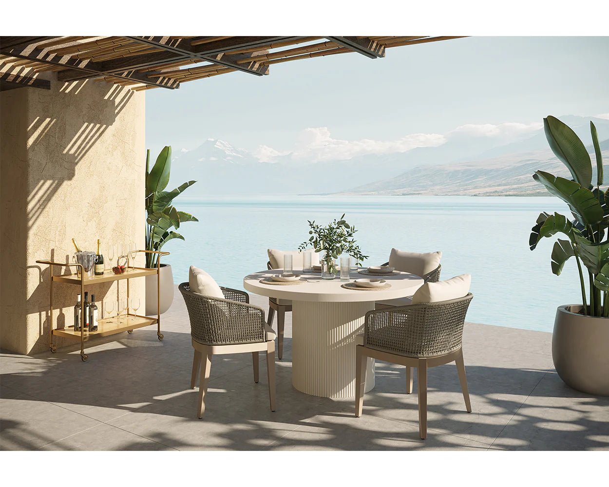 Nicolette Dining Table - White - 55" - Central Designs
