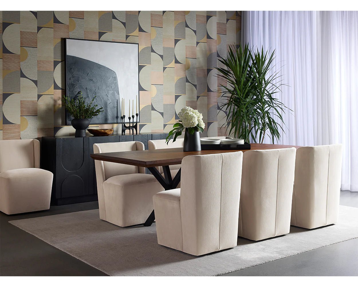 Amita Wheeled Dining Chair - Piccolo Prosecco - Central Designs