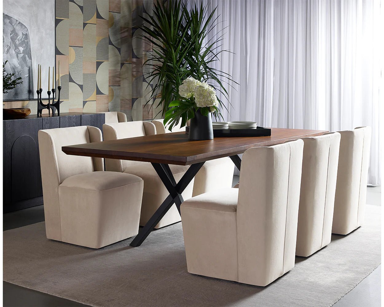 Amita Wheeled Dining Chair - Piccolo Prosecco - Central Designs