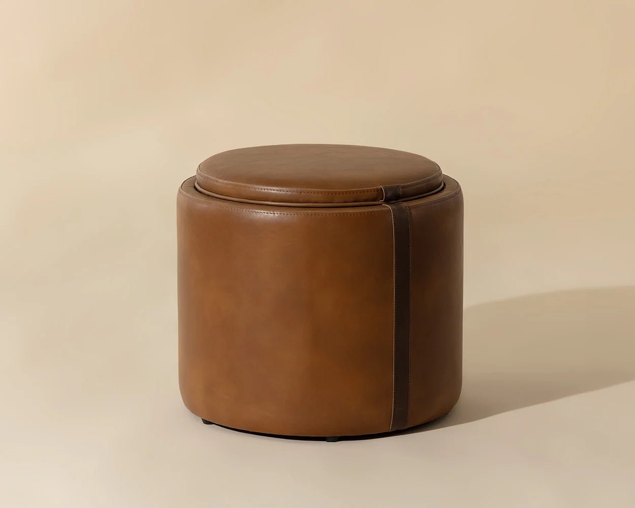Borelli Storage Ottoman - Tobacco Tan / Autumn Chestnut - Central Designs