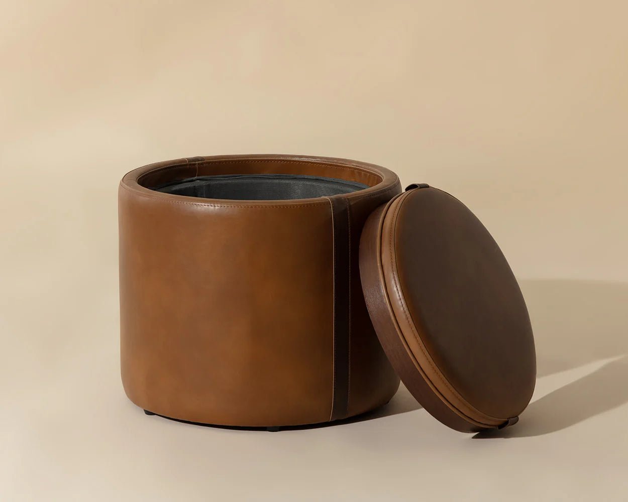 Borelli Storage Ottoman - Tobacco Tan / Autumn Chestnut - Central Designs