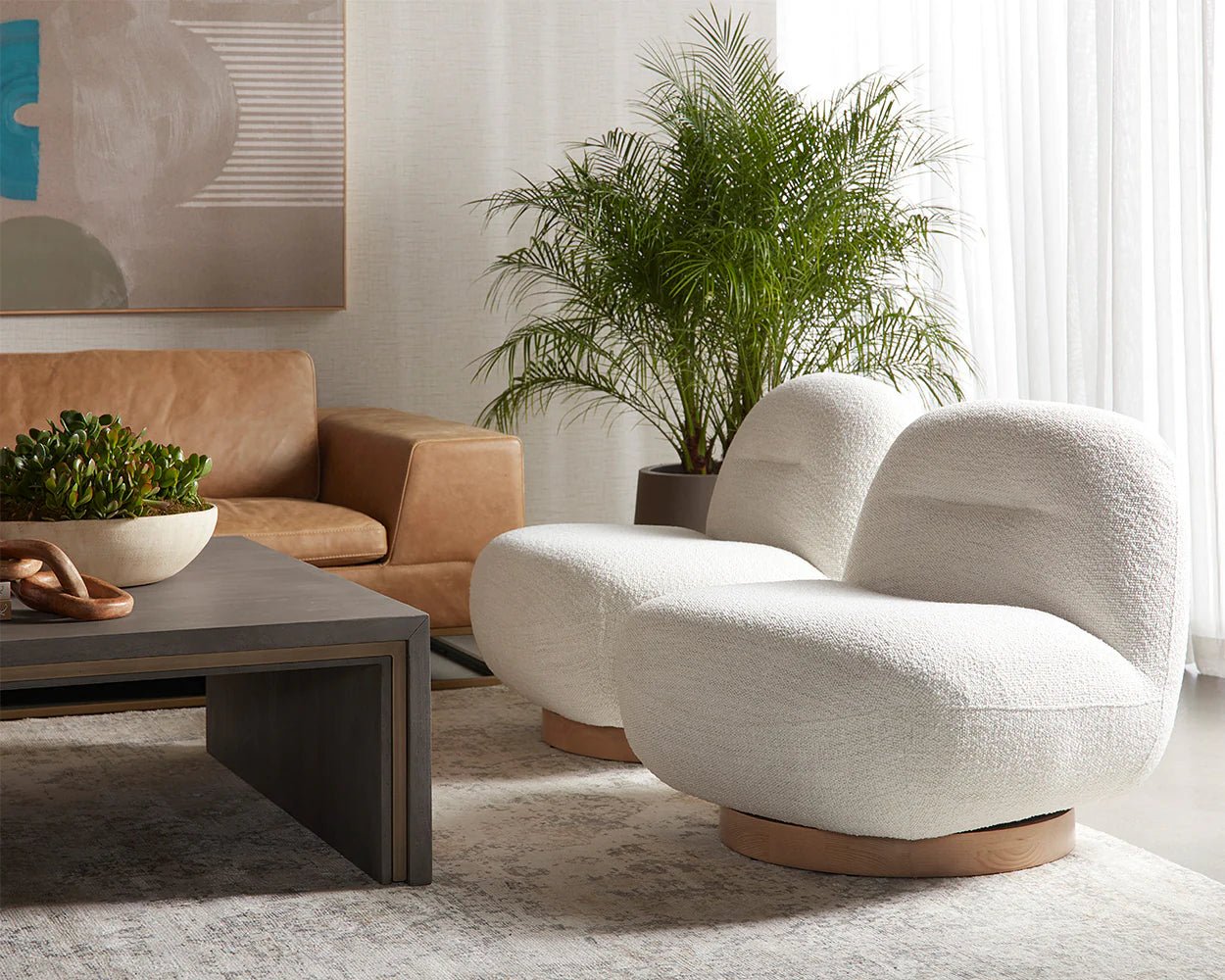 Franze Swivel Lounge Chair - Merino Pearl - Central Designs