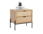 Avida Nightstand - Black - Rustic Oak/Natural - Central Designs