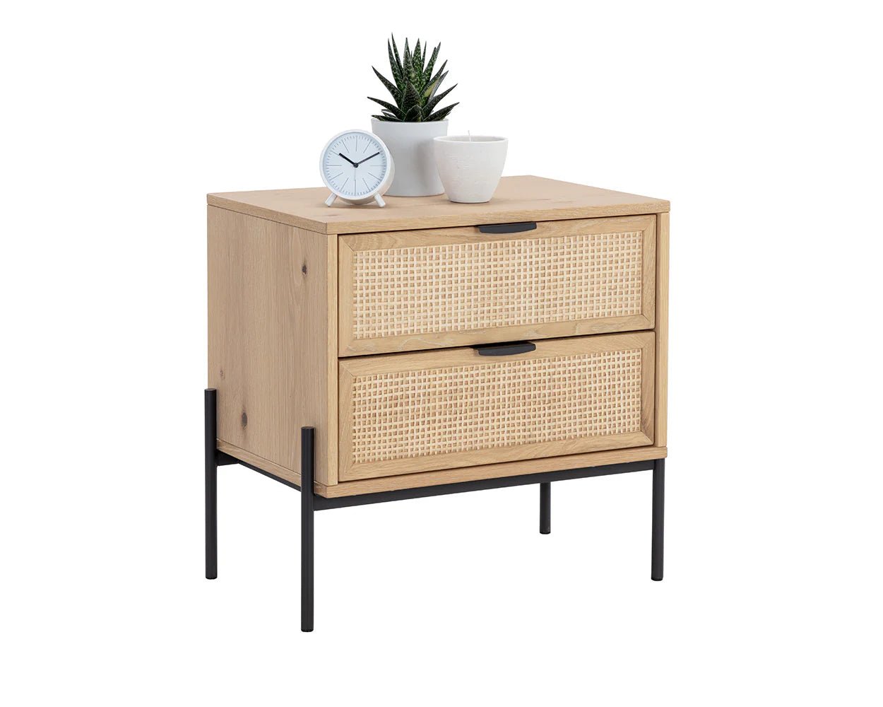 Avida Nightstand - Black - Rustic Oak/Natural - Central Designs