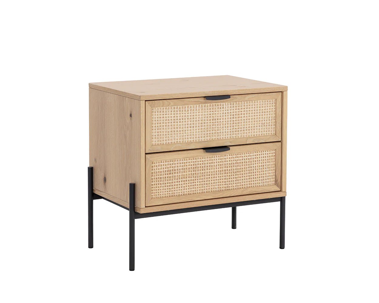 Avida Nightstand - Black - Rustic Oak/Natural - Central Designs