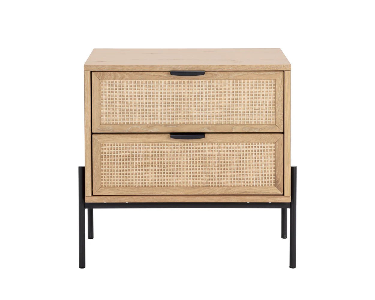 Avida Nightstand - Black - Rustic Oak/Natural - Central Designs