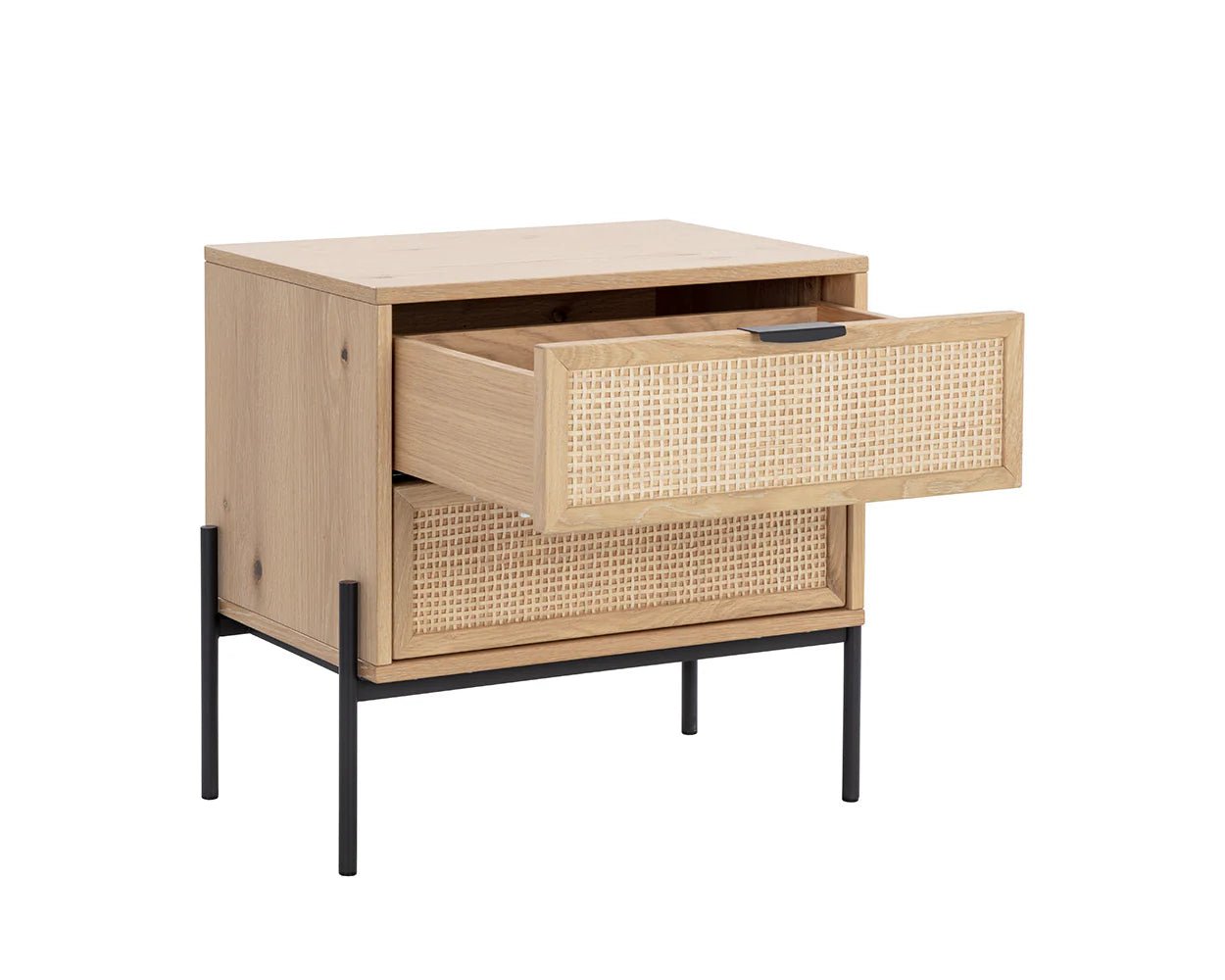Avida Nightstand - Black - Rustic Oak/Natural - Central Designs