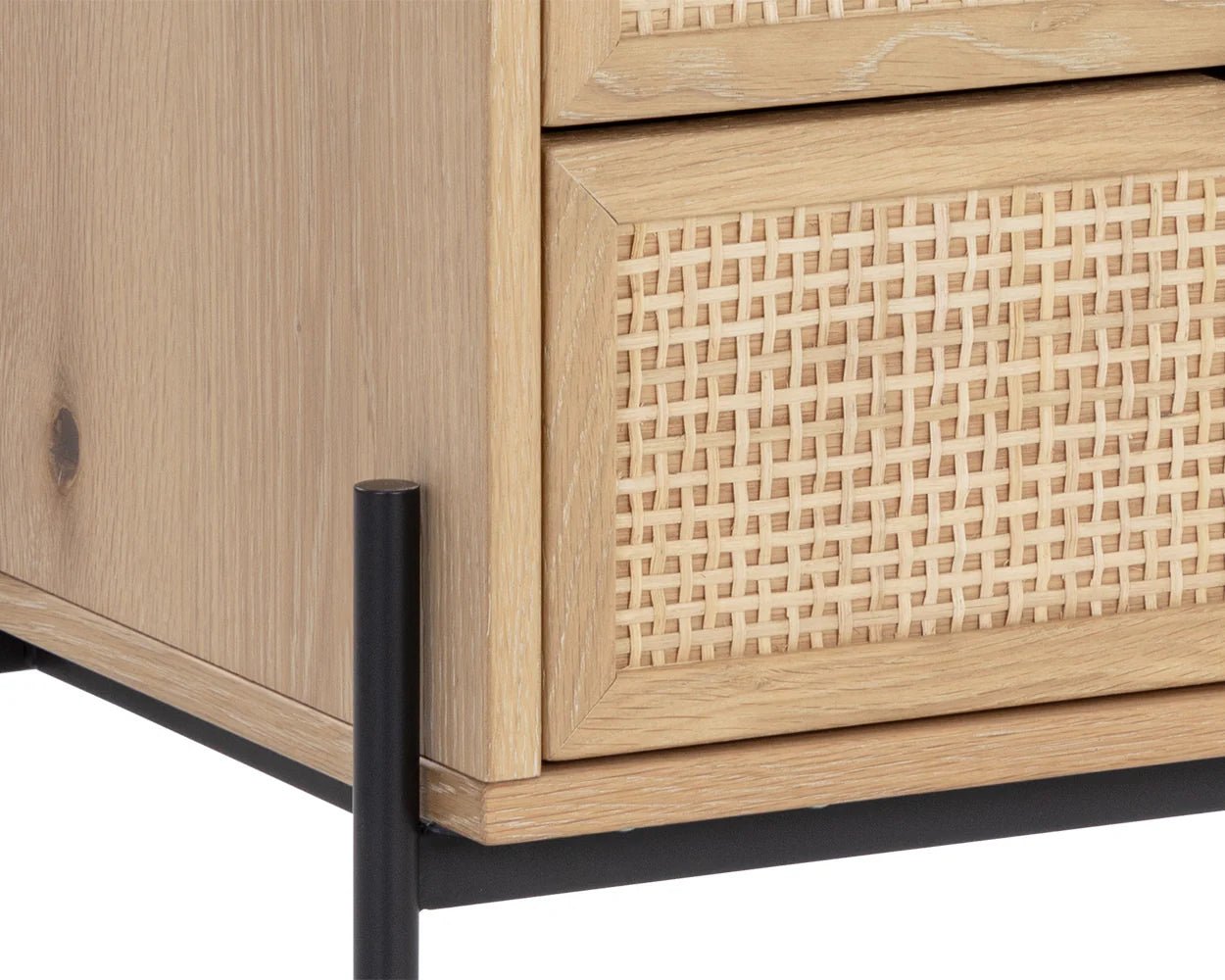 Avida Nightstand - Black - Rustic Oak/Natural - Central Designs