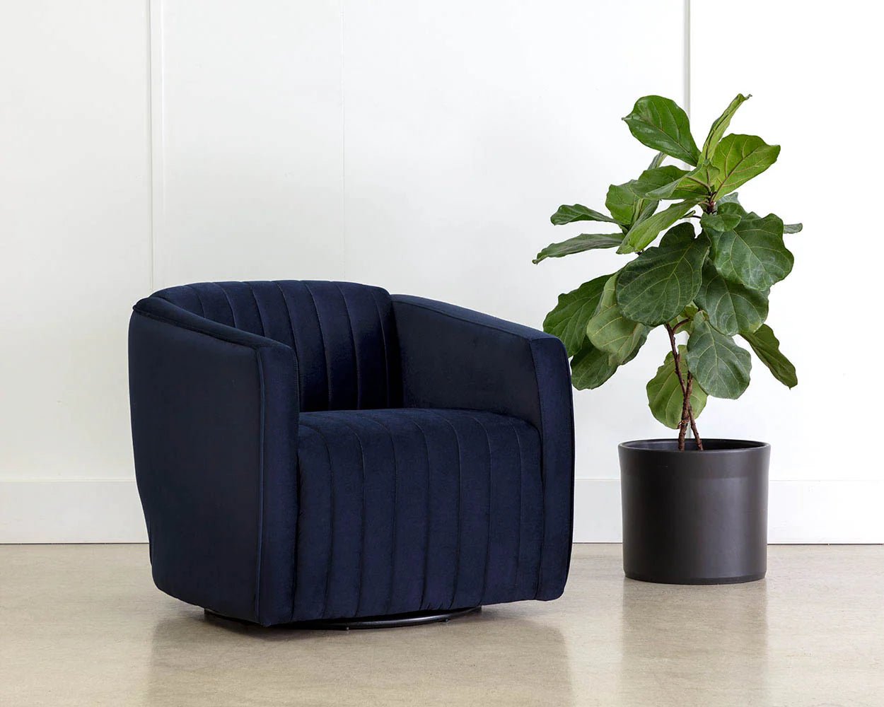 Garrison Swivel Lounge Chair - Abbington Navy - Central Designs