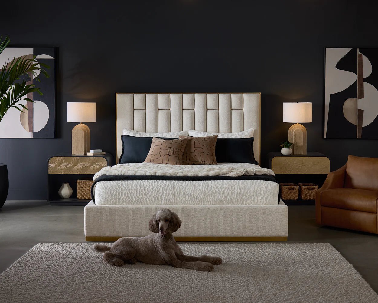 Nemu Bed - King - Rhea Light Barley - Central Designs