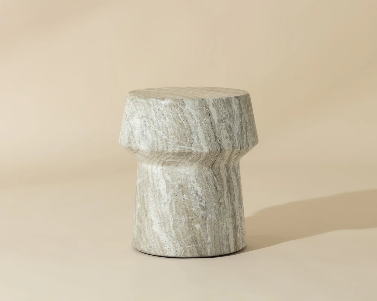 Brie End Table - Marble Look - Sand - Central Designs