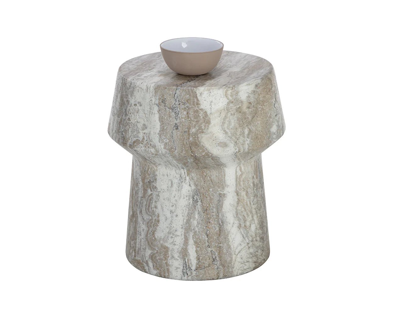 Brie End Table - Marble Look - Sand - Central Designs