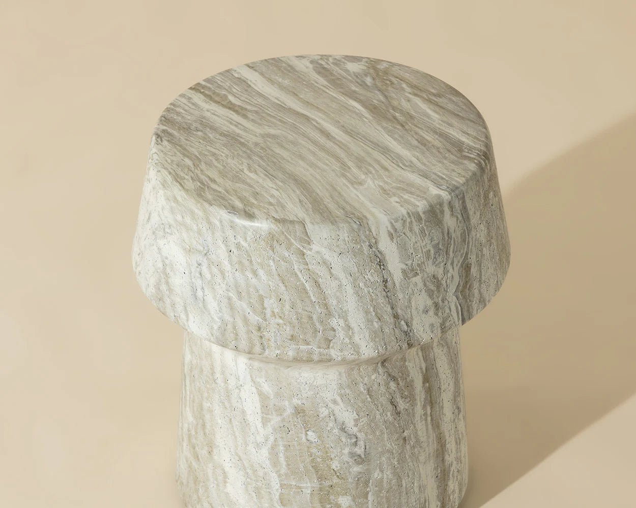 Brie End Table - Marble Look - Sand - Central Designs