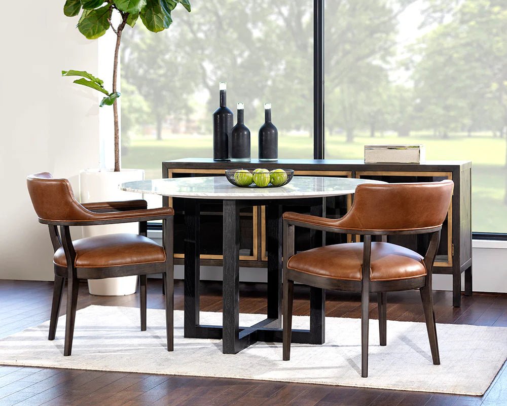 Brylea Dining Armchair - Brown - Shalimar Tobacco Leather - Central Designs