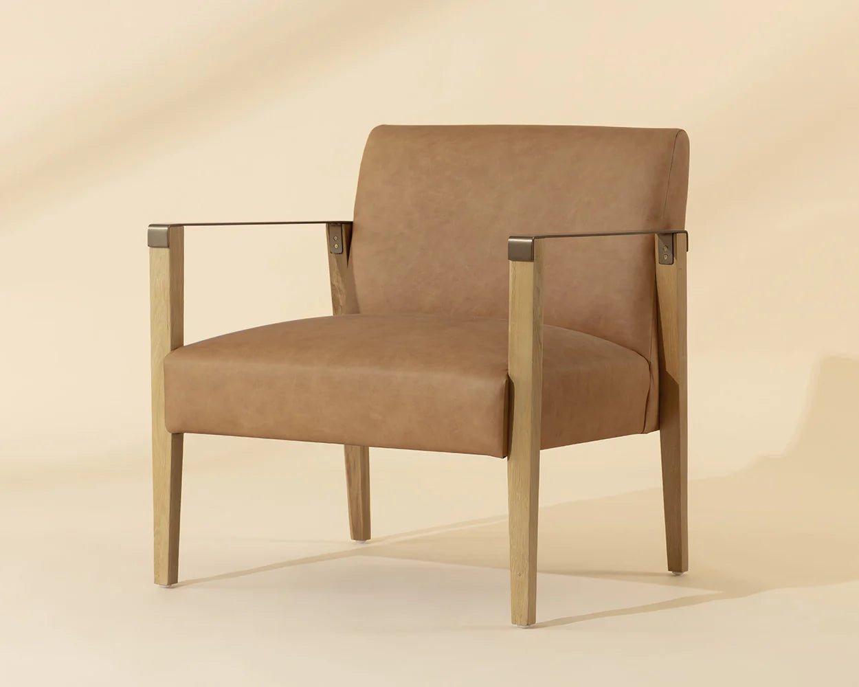 Earl Lounge Chair - Rustic Oak - Ludlow Sesame Leather - Central Designs